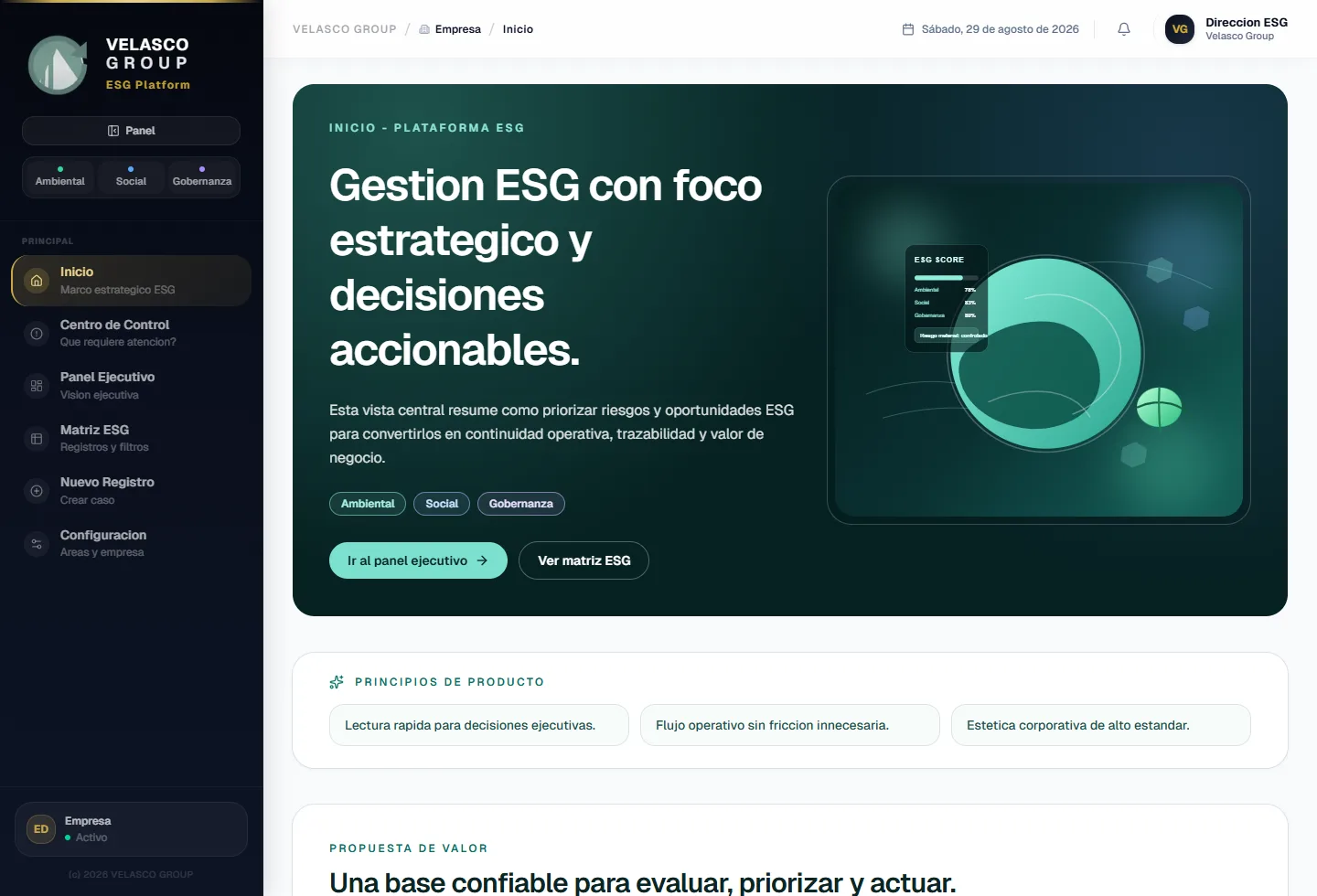 Aplicación de matriz de gestión de riesgos ESG